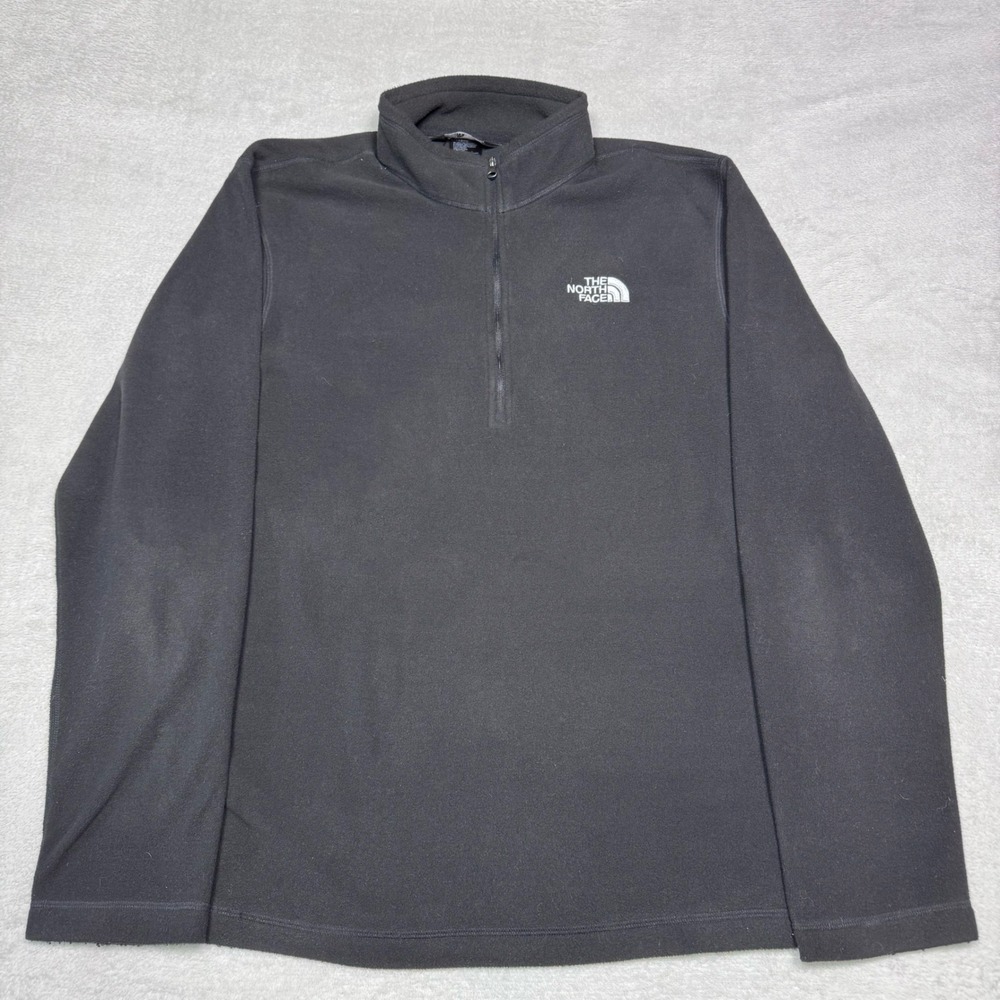 The North Face Fleece Pullover Mens Large Black 1/4 Zip Mock Neck Regular